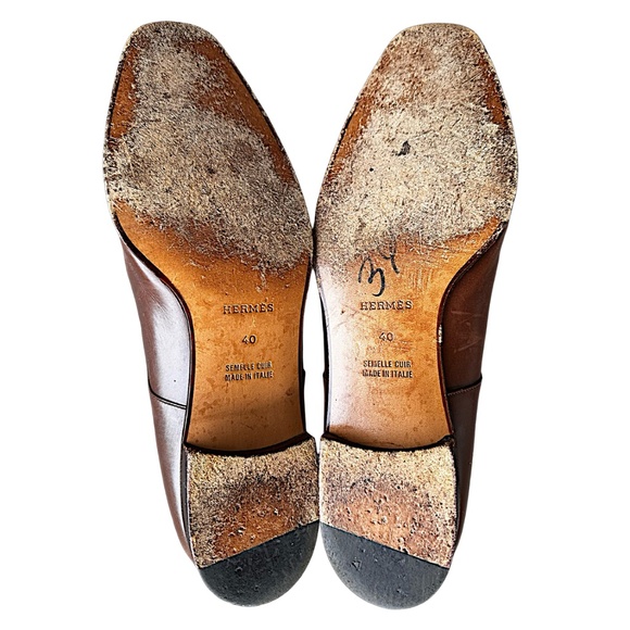 HERMES Women’s Brown Leather Derby Shoes Lace Up US 10 UK 7 EU 40 - Picture 6 of 16